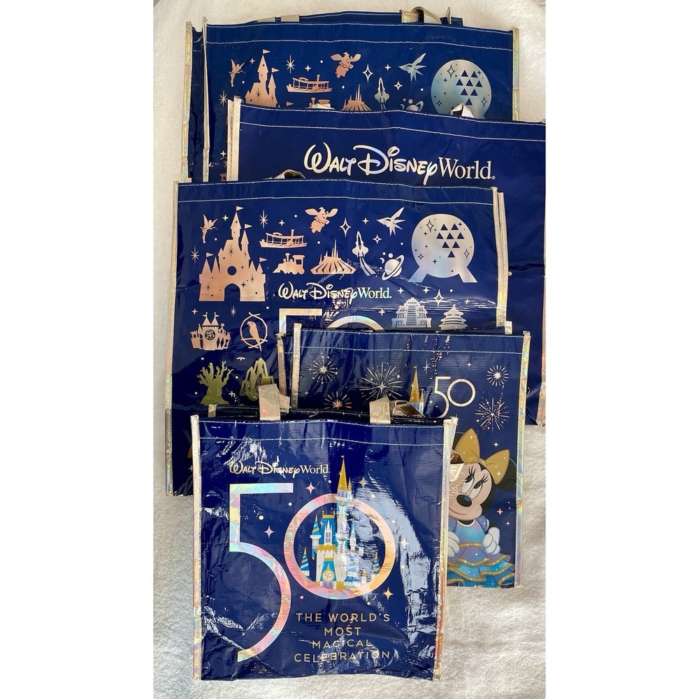 Huge Lot Walt Disney World 50th Anniversary Reusable Bag WDW Gift Tote RARE